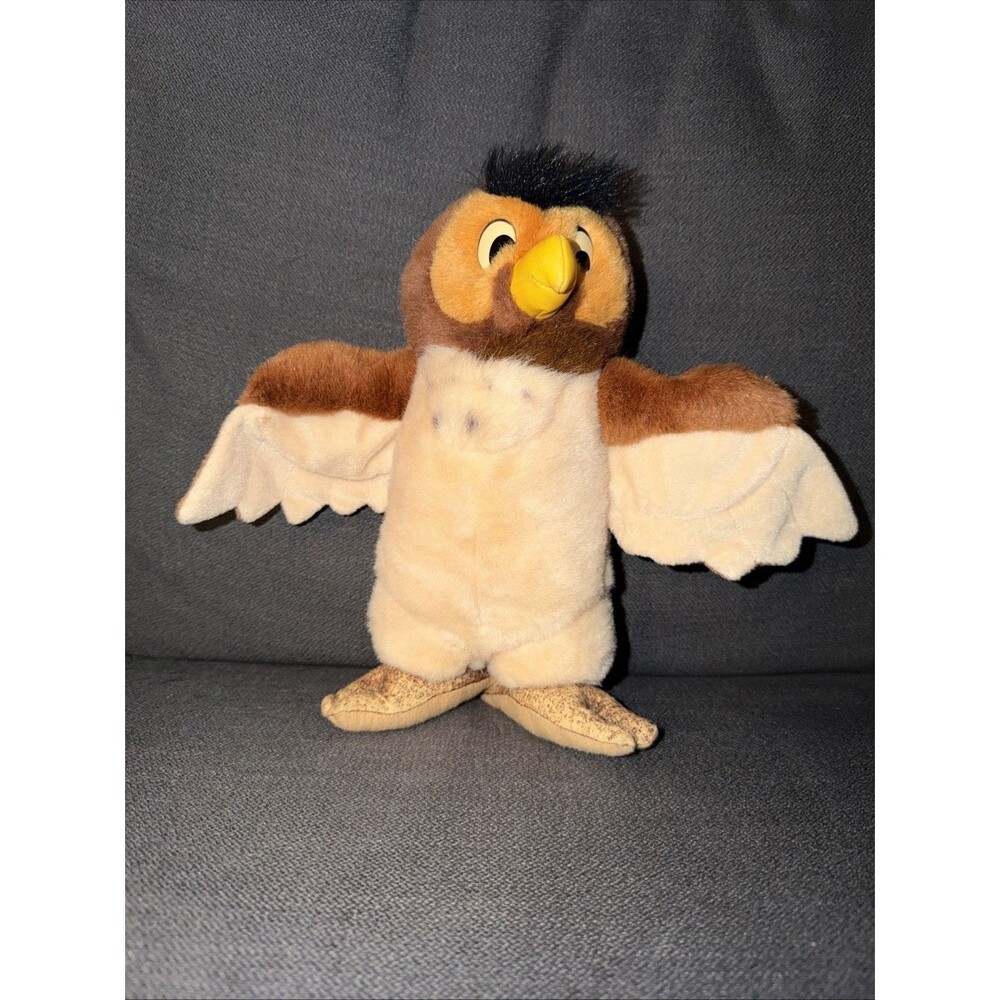 Vintage Disney Winnie The Pooh Owl 10" Plush Stuffed Toy Faux Leather Nose Feet